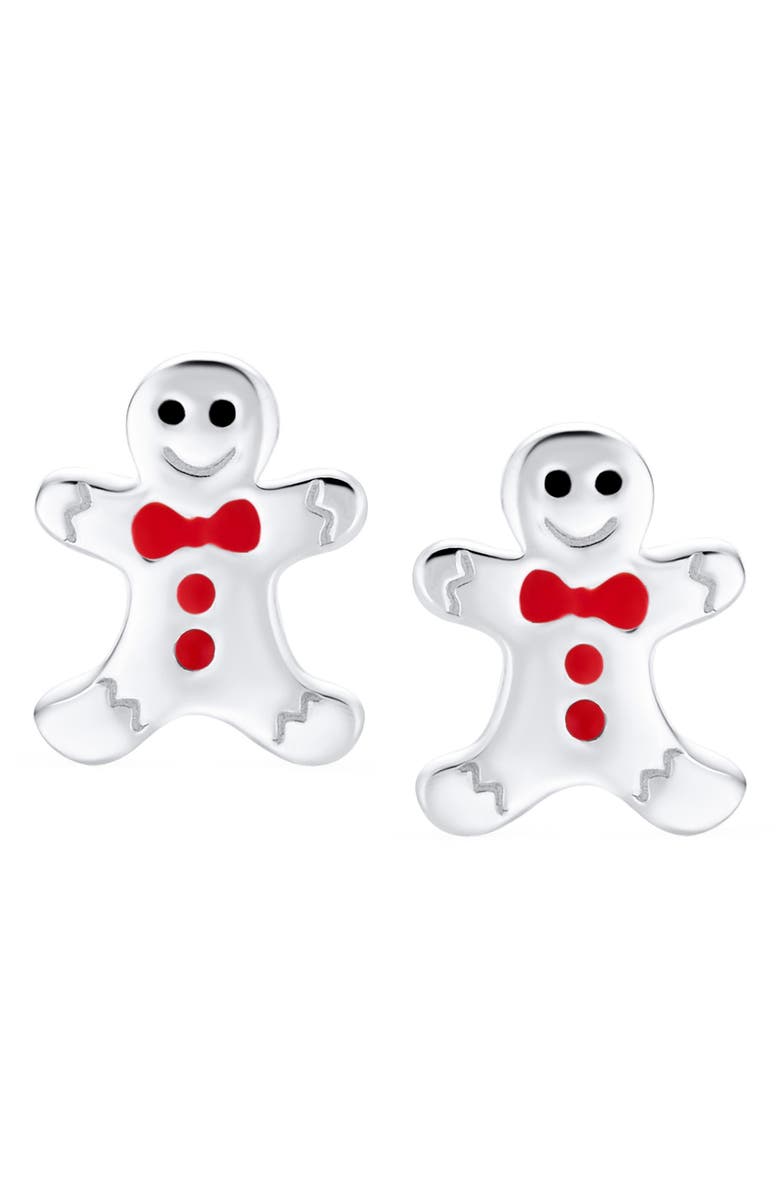 BLING JEWELRY Gingerbread Stud Earrings, Alternate, color, Silver