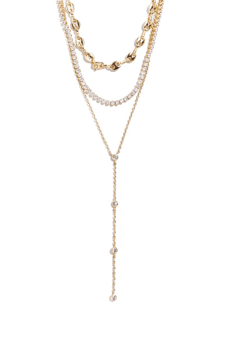 BaubleBar Catalina Layered Y-Necklace, Main, color, Gold