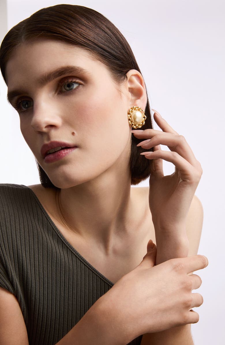 Susan Caplan 1990s Vintage Faux Pearl Clip-On Earrings, Alternate, color, Clip-On