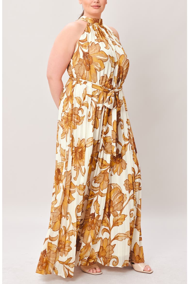 Printed Maxi Dress, Alternate, color, IVORY BROWN