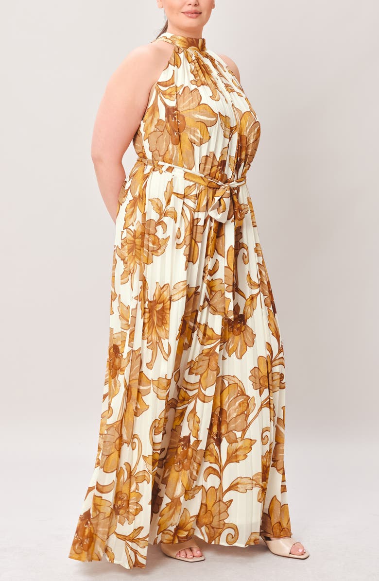 FLYING TOMATO Printed Maxi Dress, Alternate, color, Ivory Brown