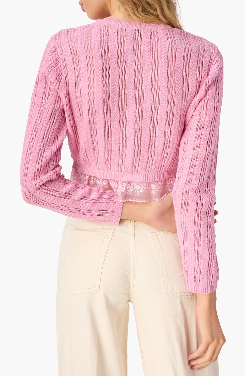 CAMI NYC Pedra Mixed Stitch Cotton Cardigan, Alternate, color, Rosebud