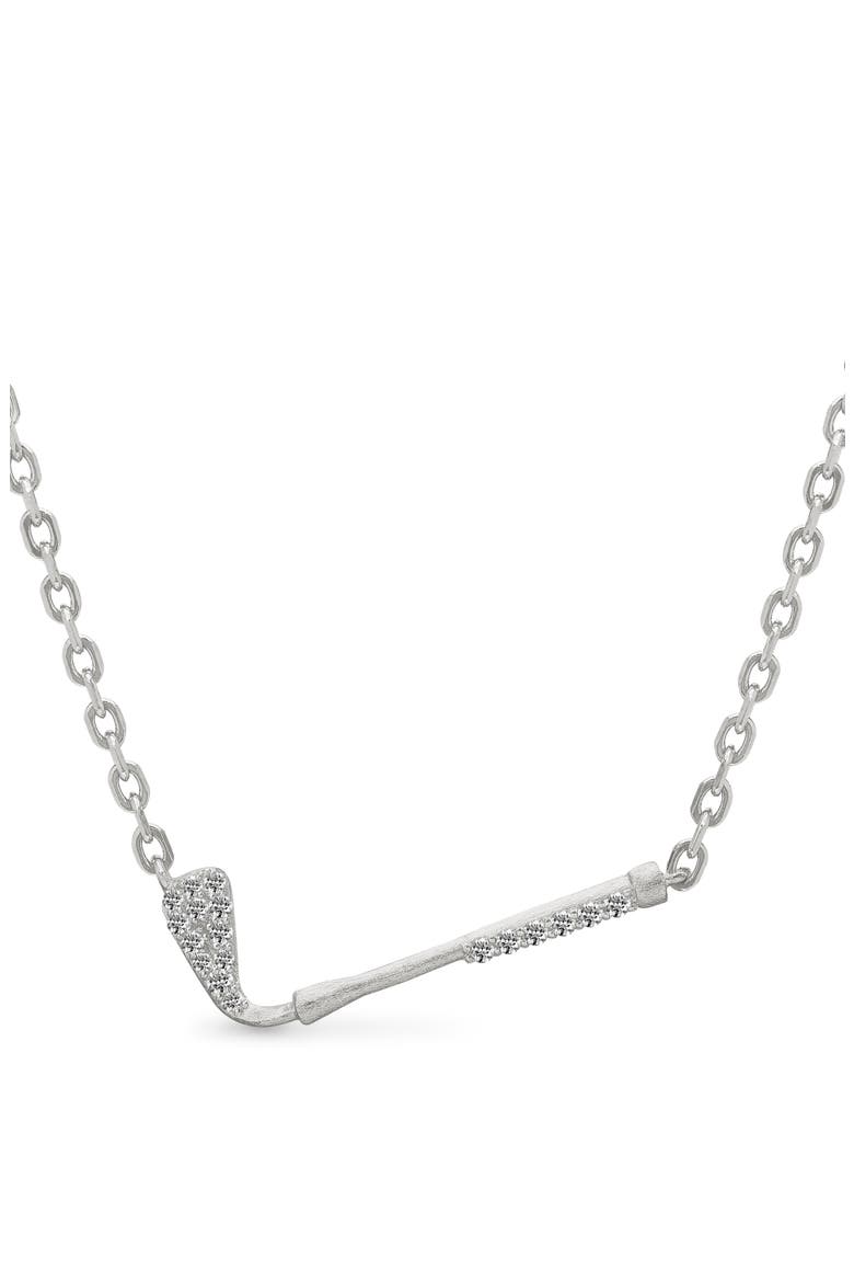 The Golf Club Necklace, White Diamond Pavé, Main, color, Silver Diamond