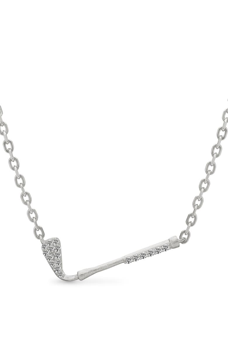 PASCAL The Golf Club Necklace, White Diamond Pavé, Main, color, Silver / White Diamond