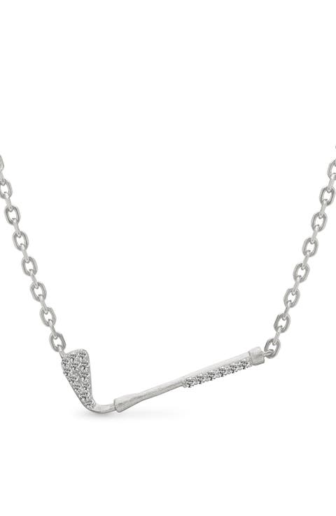 The Golf Club Necklace, White Diamond Pavé