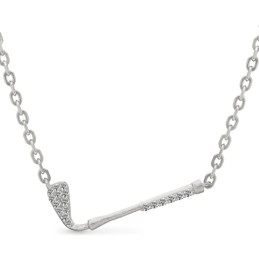 Pascal The Golf Club Necklace, White Diamond Pavé In Silver