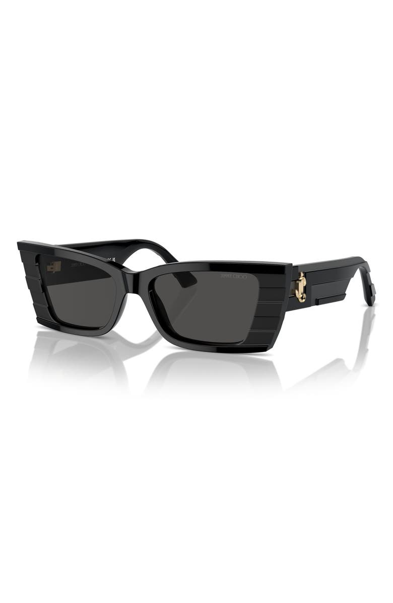 Jimmy Choo 53mm Rectangle Sunglasses, Alternate, color, Dark Grey