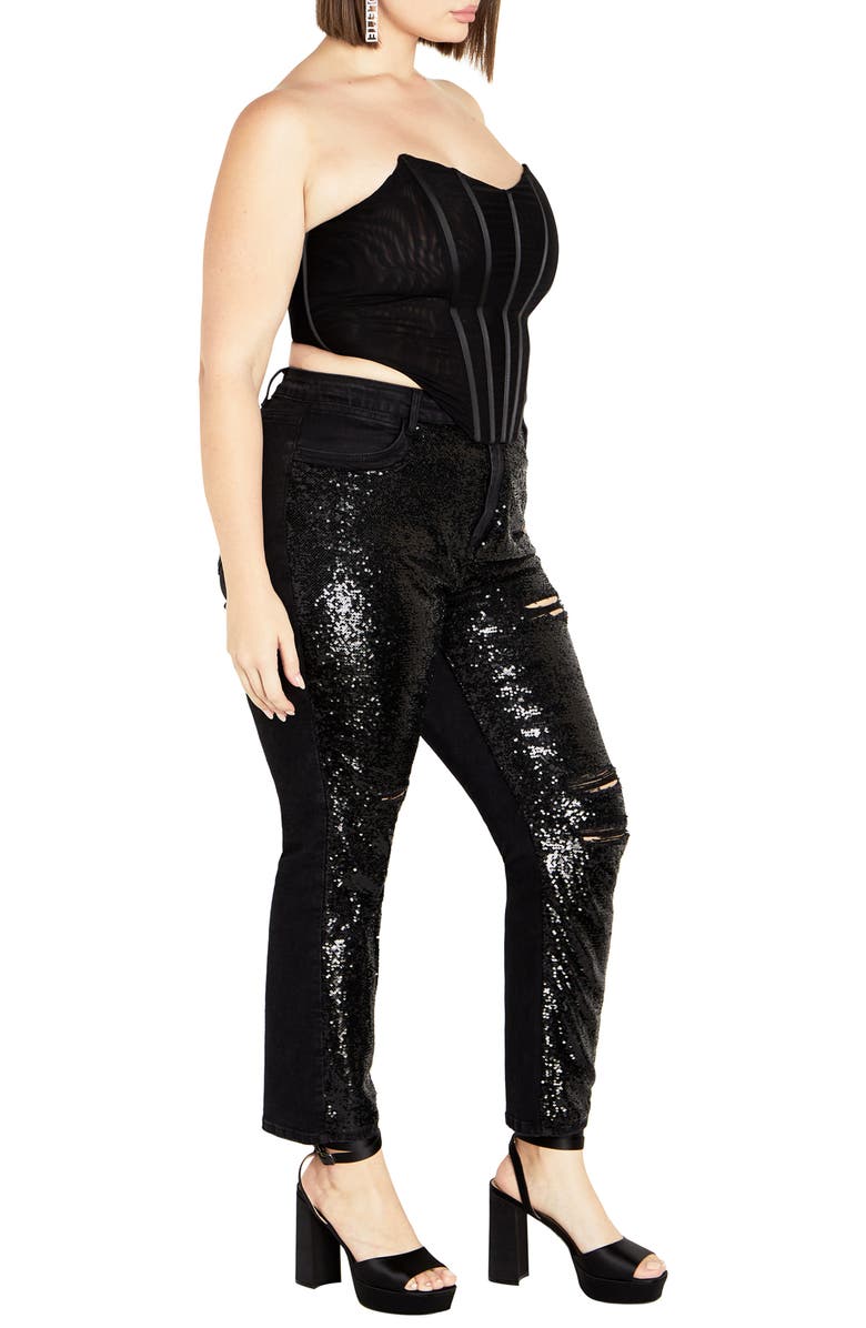 City Chic Amaya Strapless Mesh Corset Top, Alternate, color,