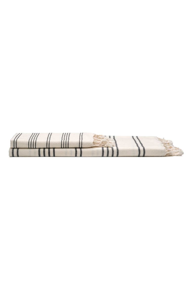 Heritage Stripe Turkish Cotton Bath and Hand Towel - Set, Main, color, Black