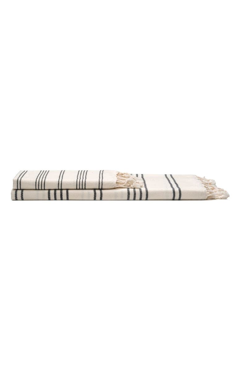 Oliviera Home Heritage Stripe Turkish Cotton Bath and Hand Towel - Set, Main, color, Black