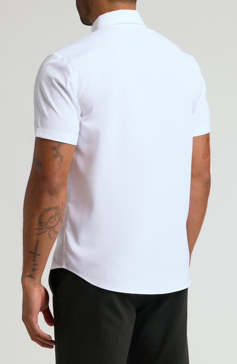True Classic Slim Fit 4-Way Performance Stretch Short Sleeve Button-Up Shirt, Alternate, color, White