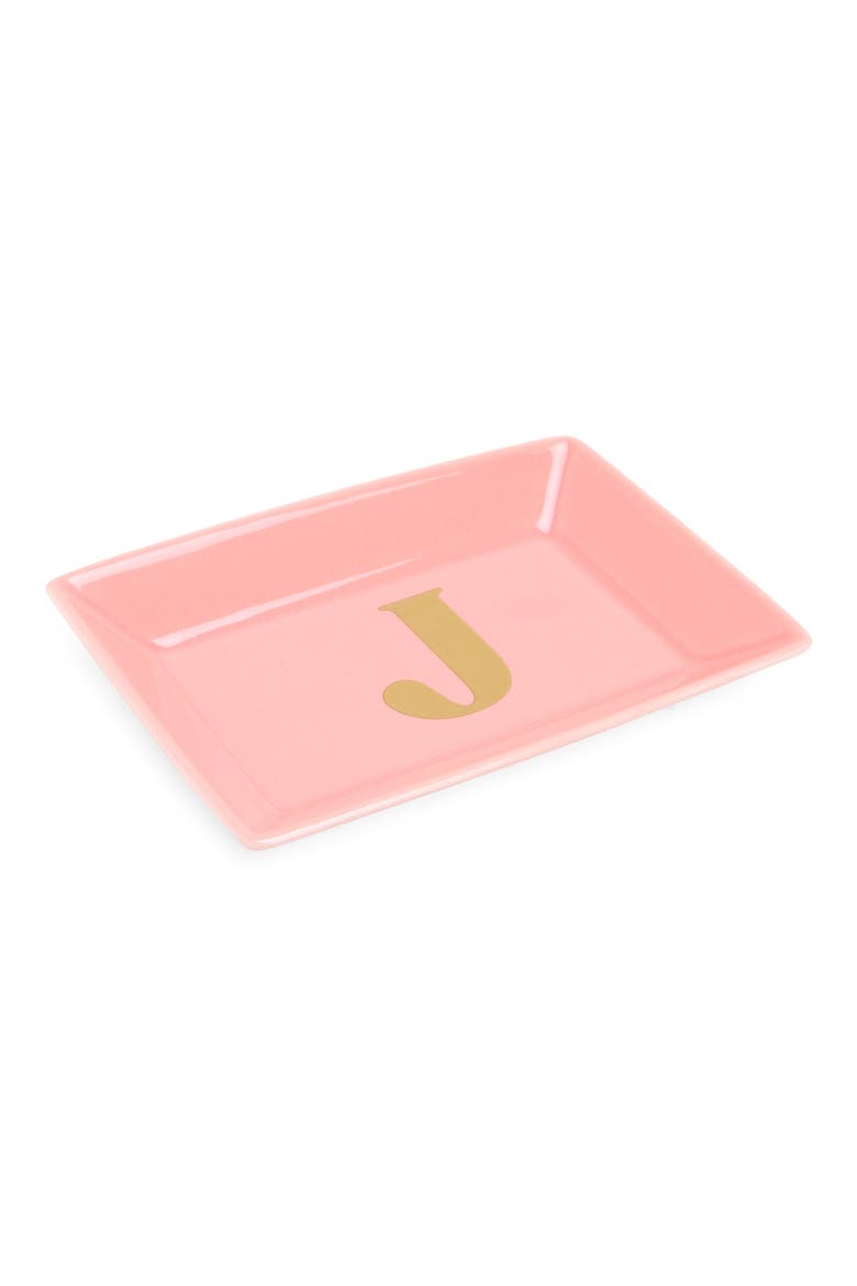 Initial Catch All Jewelry Tray, Main, color, J- PINK- GREEN