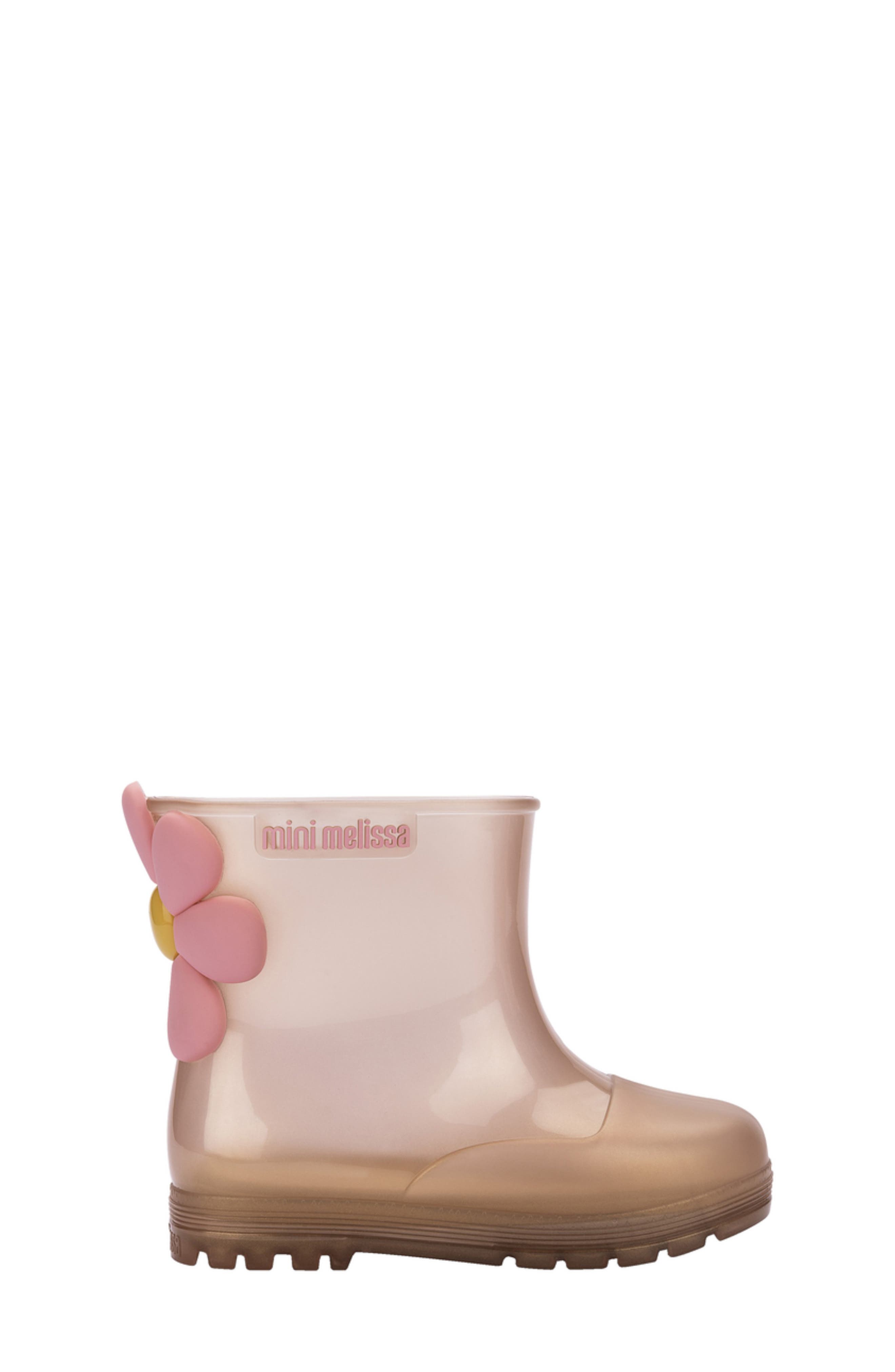 Kids' Welly Bloomy Waterproof Rain Boot, Alternate, color, PEARLISH BROWN/ PINK