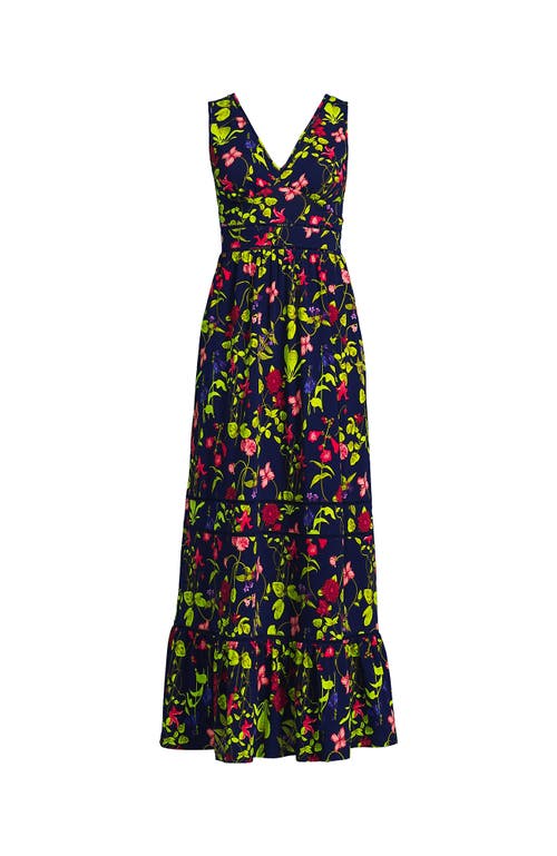 LANDS' END LANDS' END COTTON MODAL EMBELLISHED TRIM MAXI DRESS 