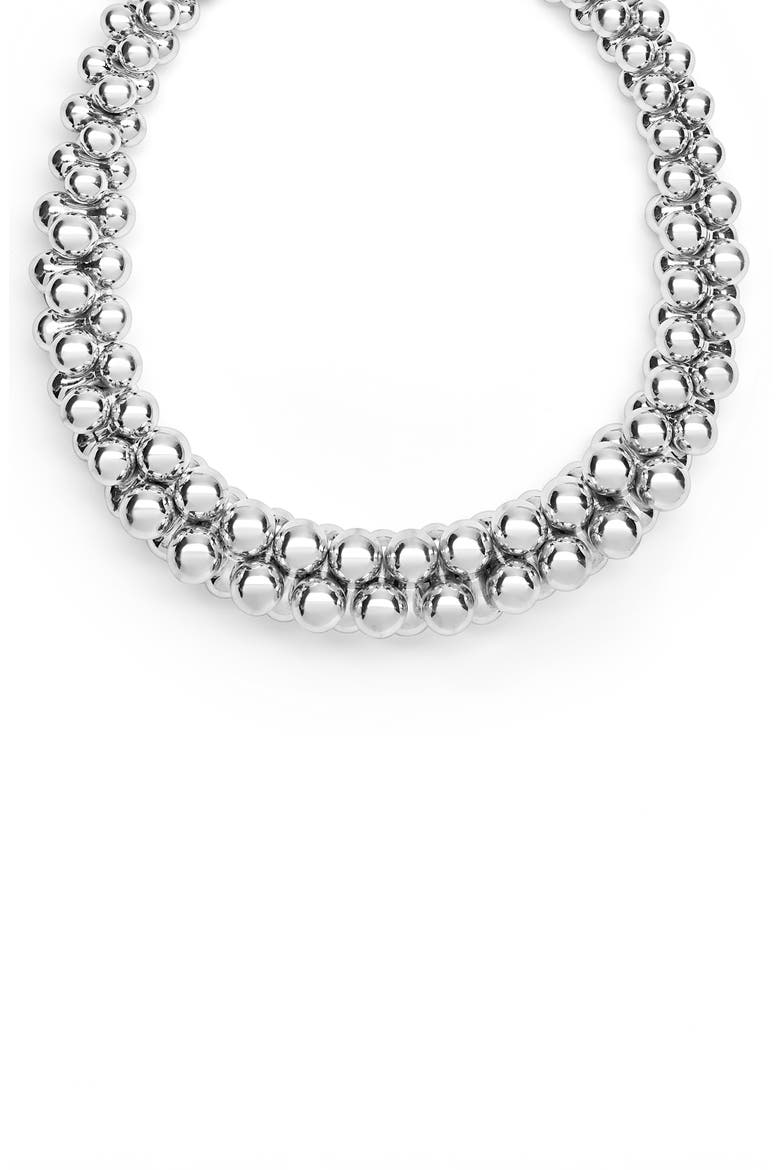 Caviar Bubbly Beaded Collar Necklace, Alternate, color, STERLING SILVER