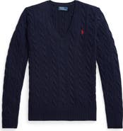 Polo Ralph Lauren Kimberly Cable Wool & Cashmere V-Neck Sweater
