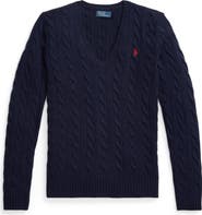 Polo Ralph Lauren Kimberly Cable Wool & Cashmere V-Neck Sweater