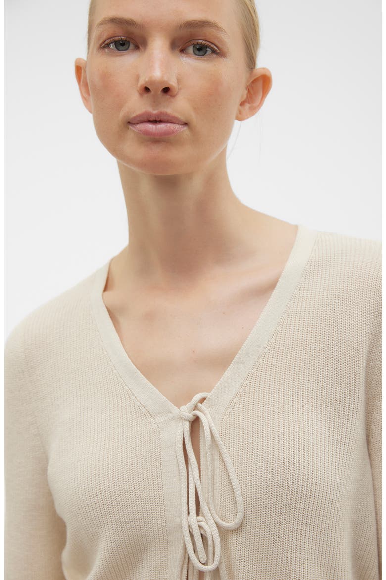 Lexsun Tie Front Cardigan, Alternate, color, BIRCH