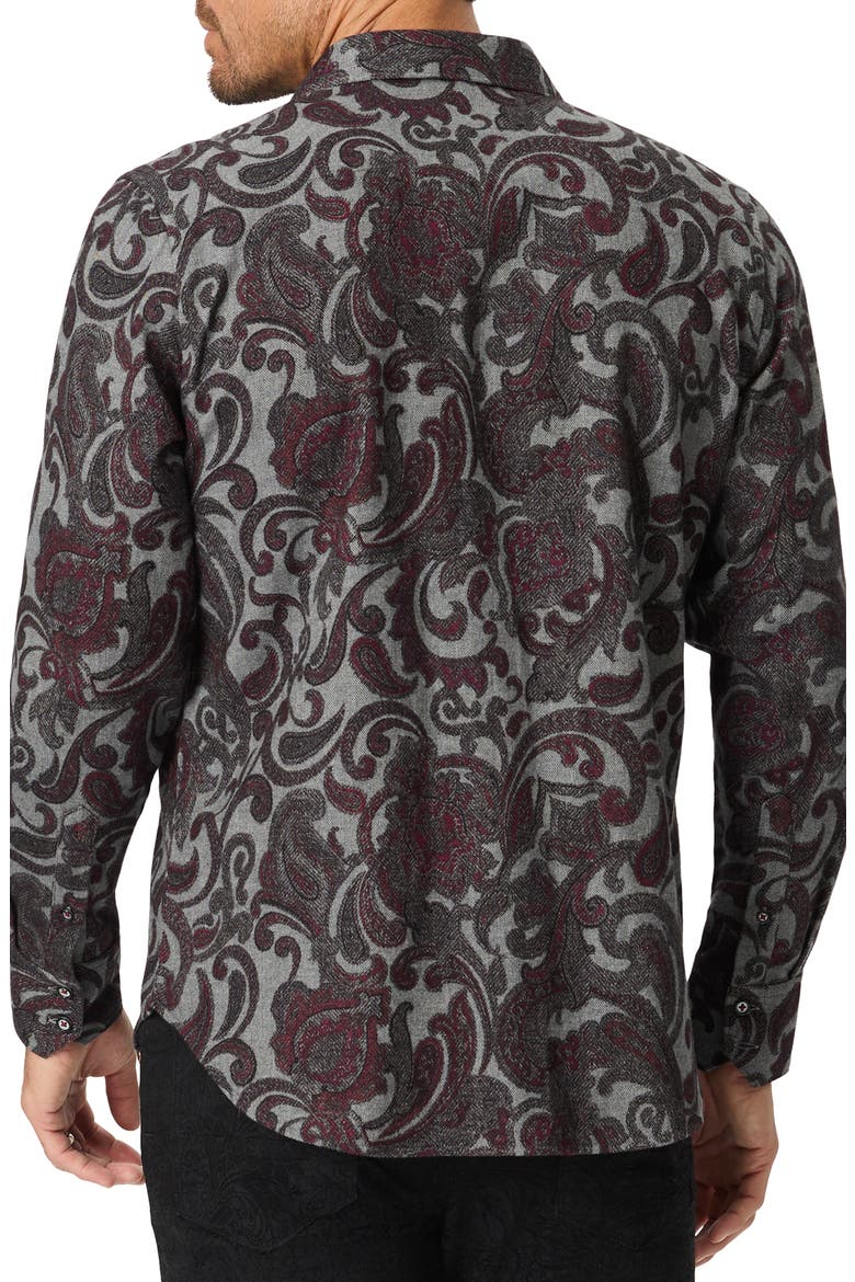 Furman Paisley Long Sleeve Button Up Shirt, Alternate, color, BURGUNDY