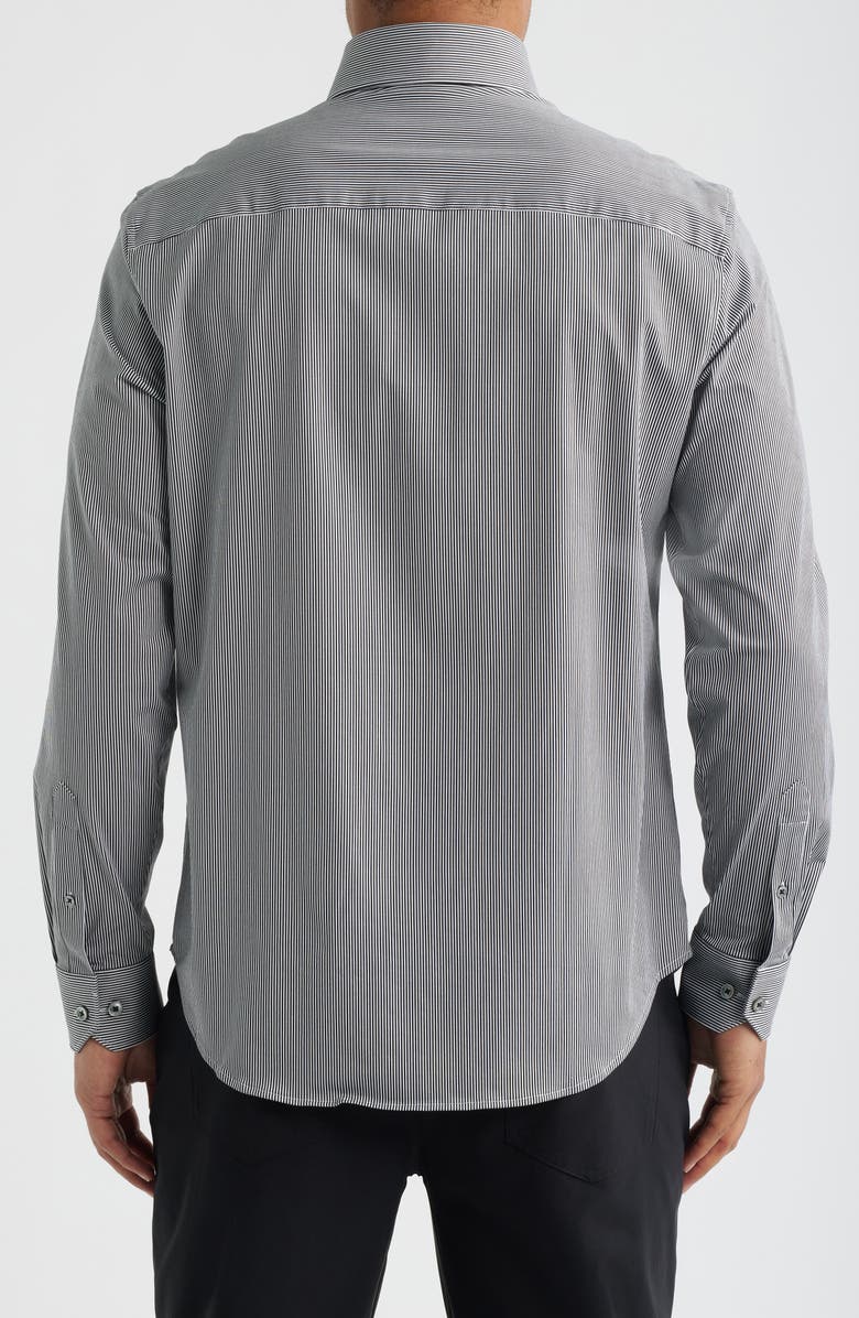 Bugatchi Devon OoohCotton<sup>®</sup> Stripe Long Sleeve Button-Up Shirt, Alternate, color, Black