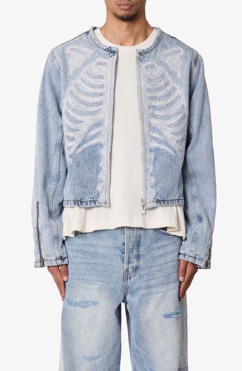 Skeleton Denim Moto Jacket