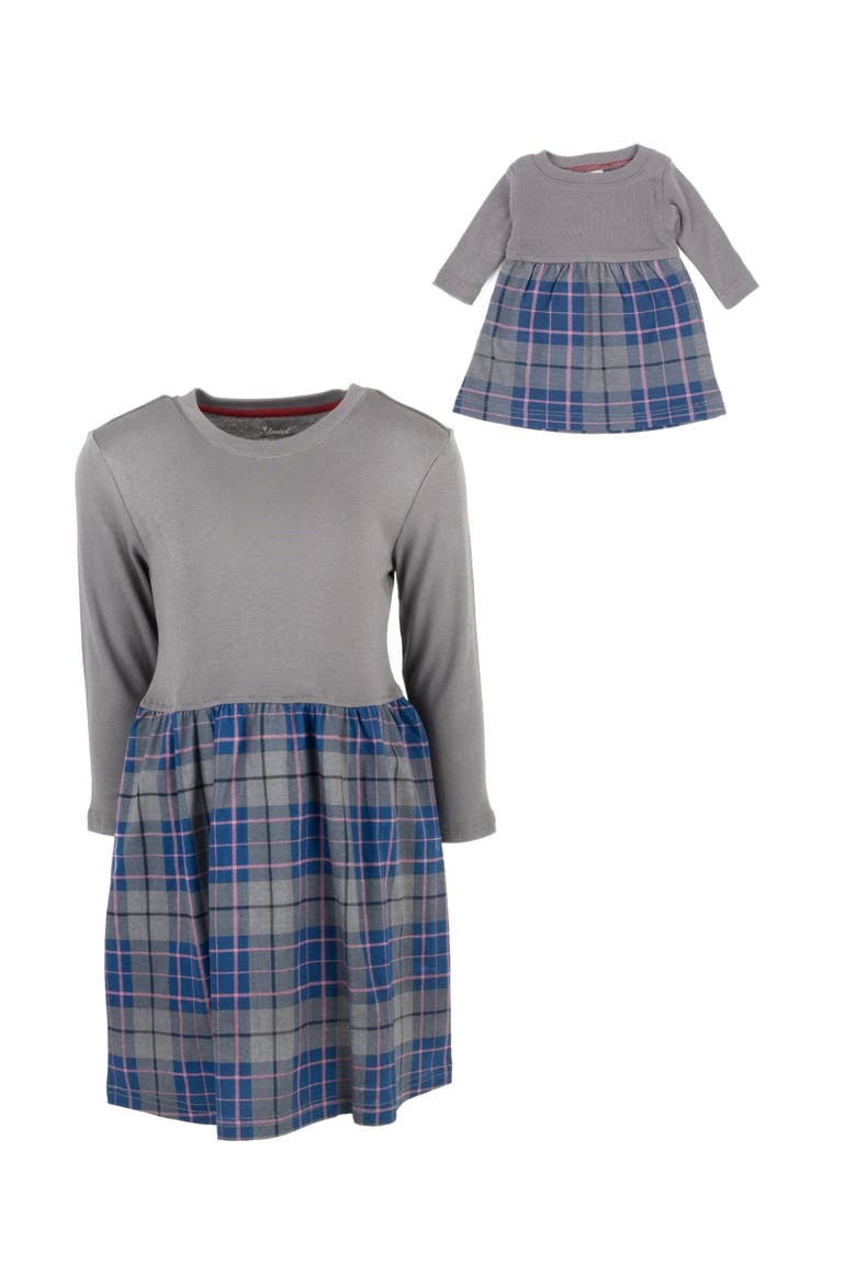 Girls Skirt Dress with Matching Doll Dress, 100% Cotton, Alternate, color, DARK GREY