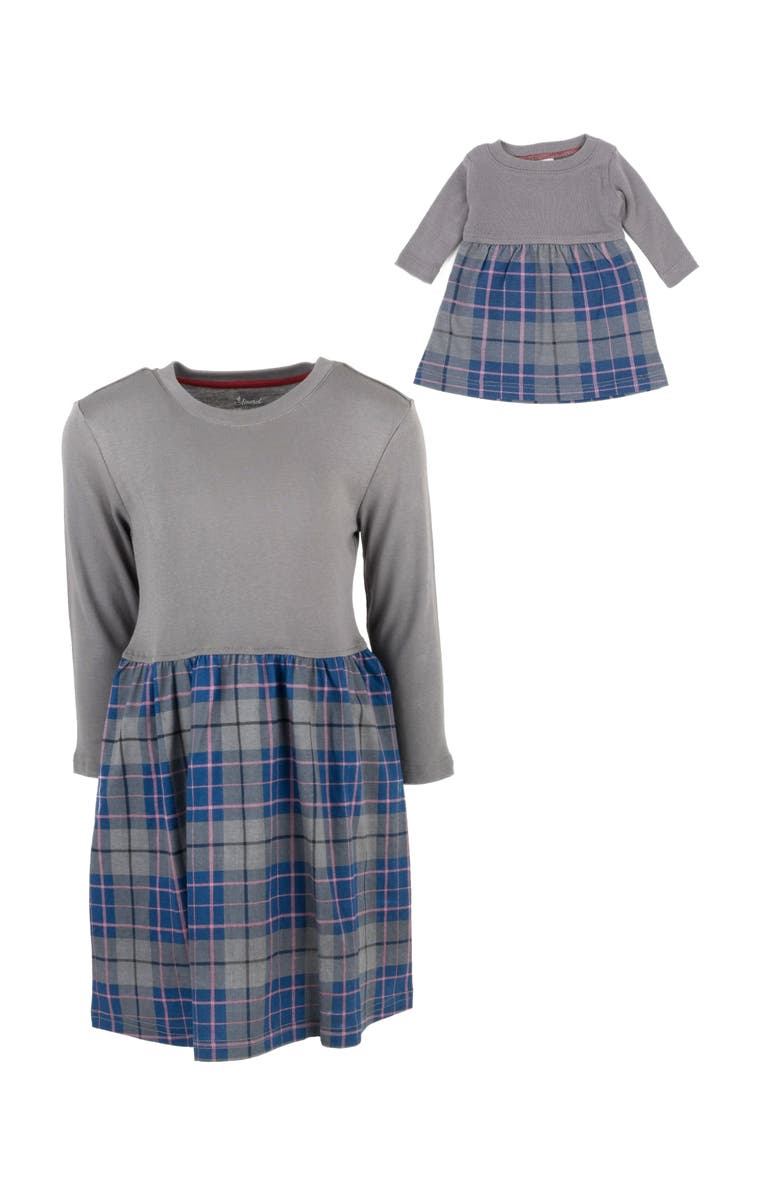 Leveret Girls Skirt Dress with Matching Doll Dress, 100% Cotton, Alternate, color, Dark Gray