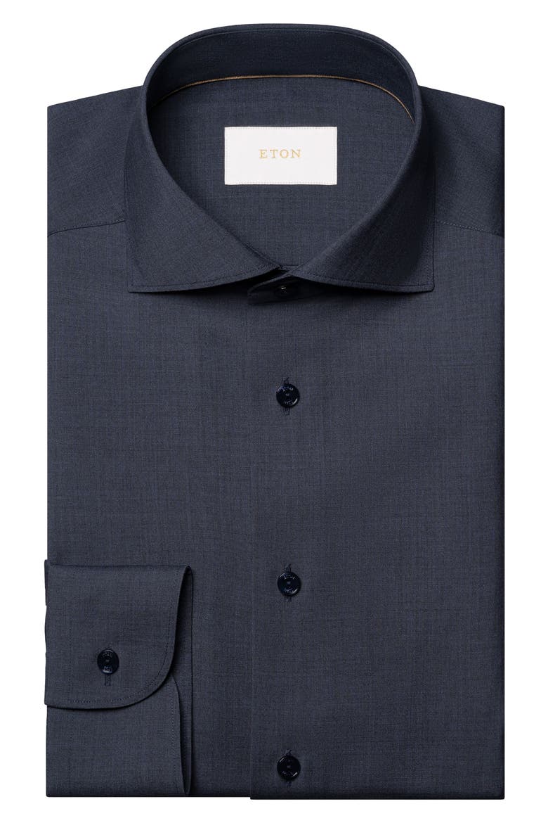 Slim Fit Wool Dress Shirt, Alternate, color, DARK BLUE