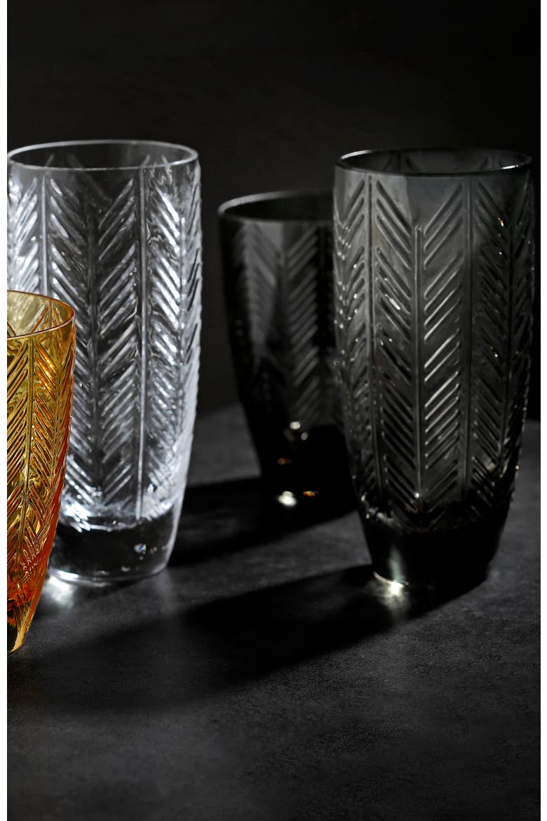 Champagne Glasses ZIG ZAG Set of 6  Grey 11 oz, diam. 2.5", H 5.5", Alternate, color, Grey