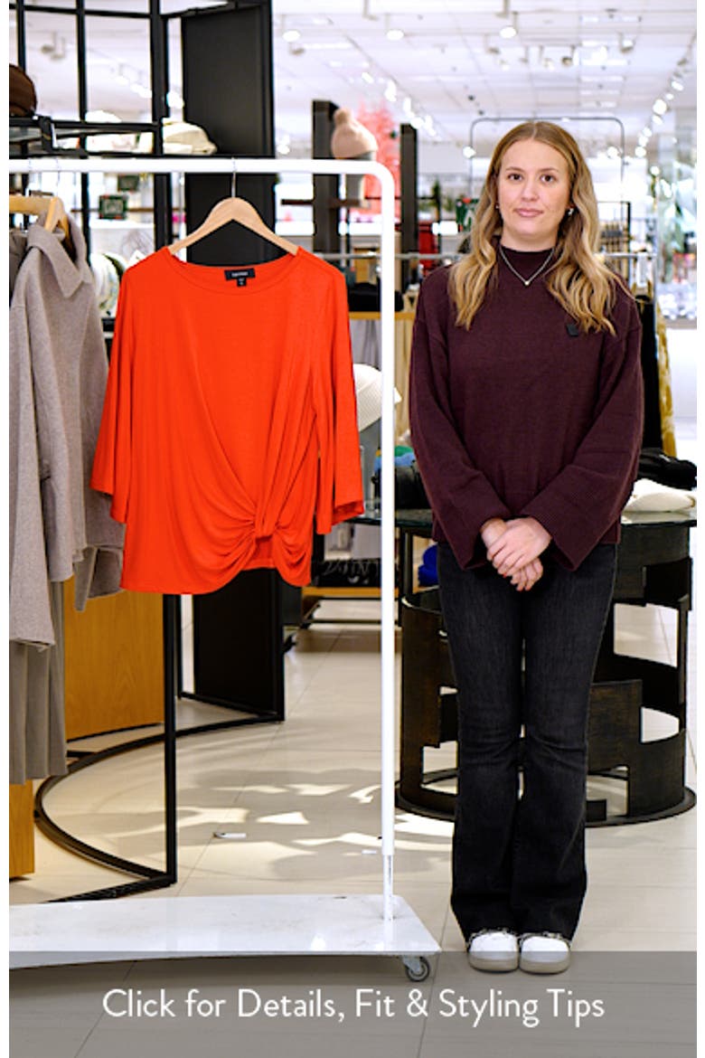 Flare Sleeve Twist Hem Jersey Top video