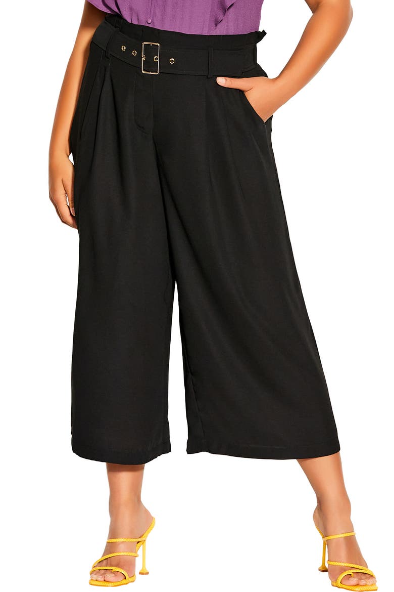 Easy Crop Belted Pants, Main, color, BLACK