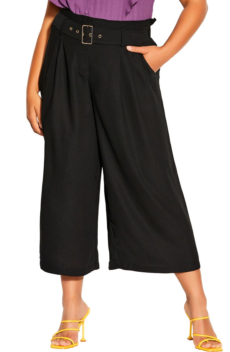 City Chic Easy Crop Belted Pants, Main, color,