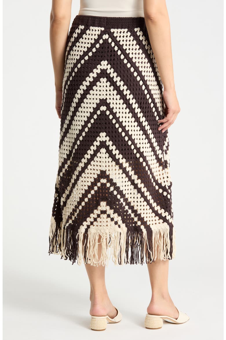 Chevron Open Knit Midi Skirt, Alternate, color, CHOCOLATE/ CREAM