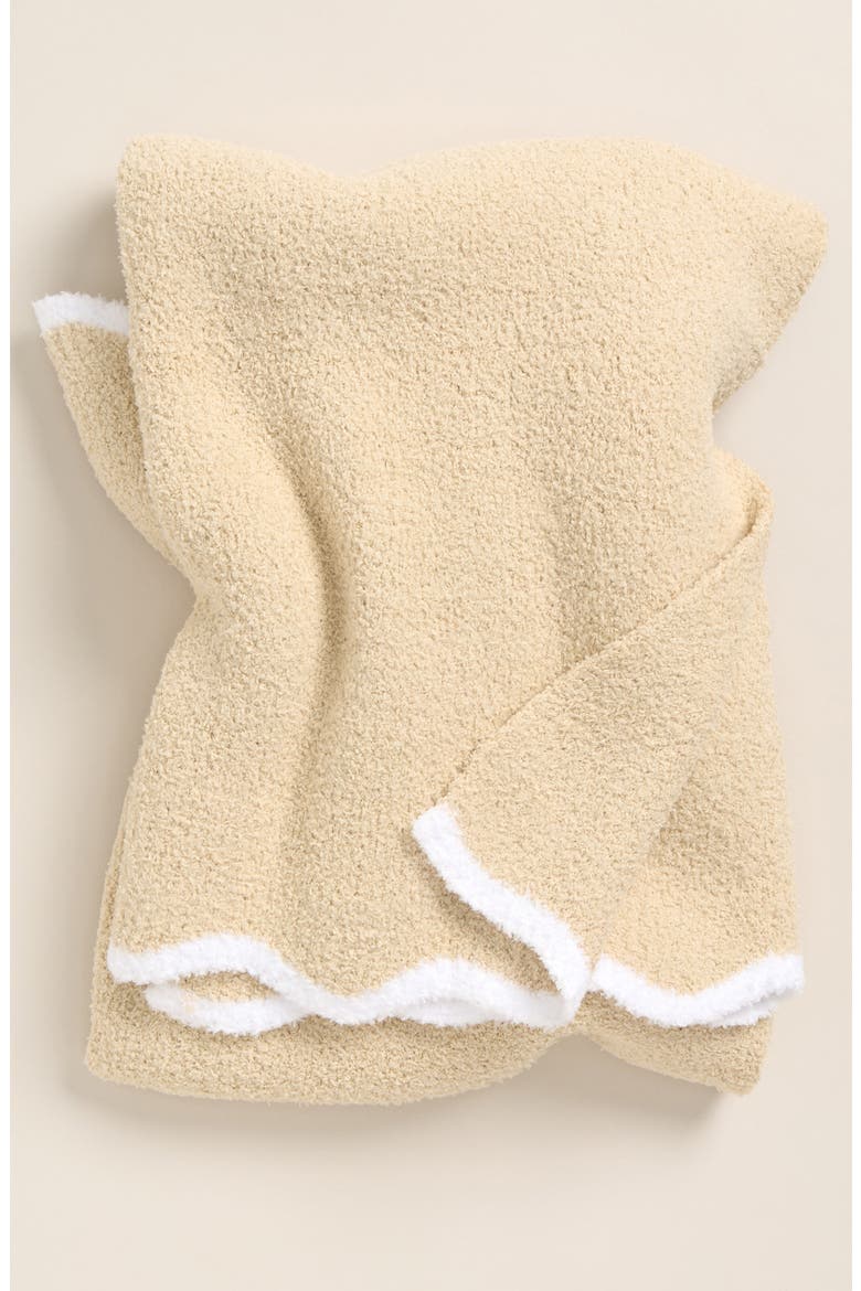 Scallop Trim Chenille Blanket, Main, color, BEIGE OATMEAL