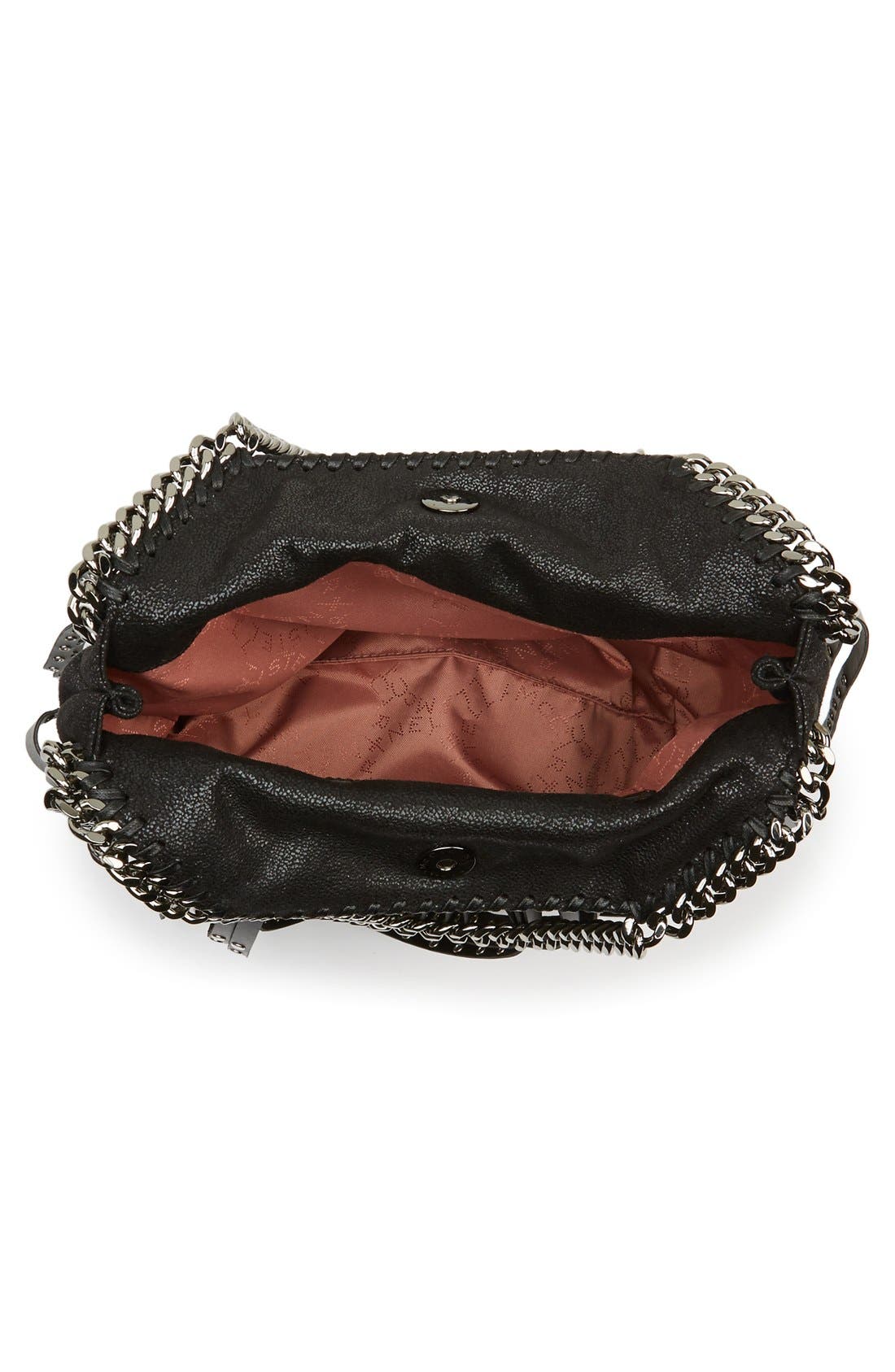 'Falabella' Studded Fringe Shoulder Bag, Alternate, color, BLACK