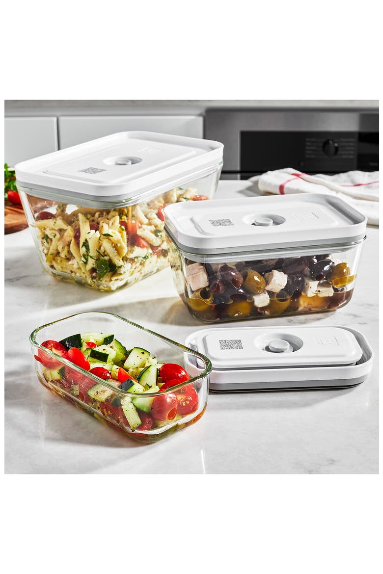 Fresh & Save 3-Piece Glass Vacuum Container Set, Alternate, color, MULTI-COLORED