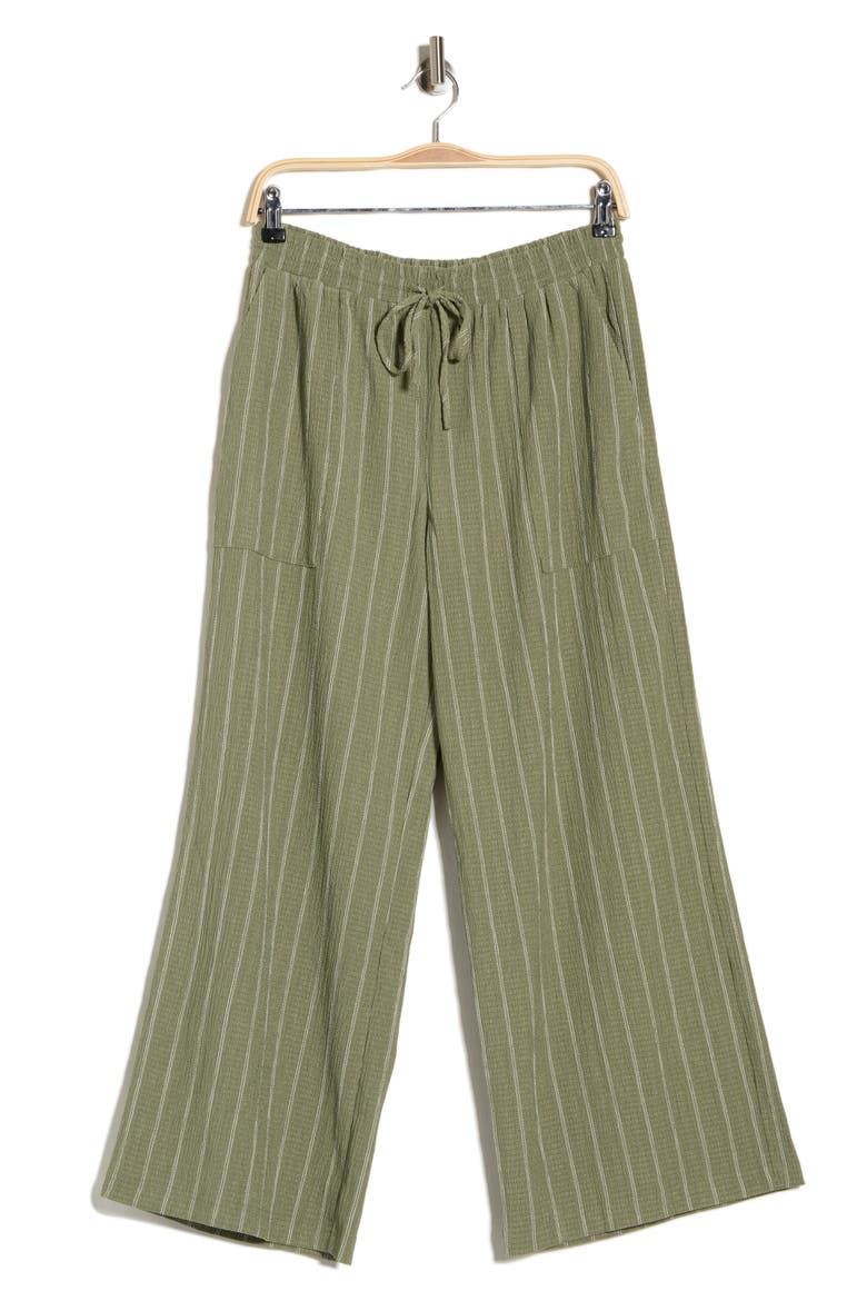Stripe Textured Crop Wide Leg Pants, Alternate, color, OLIVE ACORN-IVORY RITA STRIPE