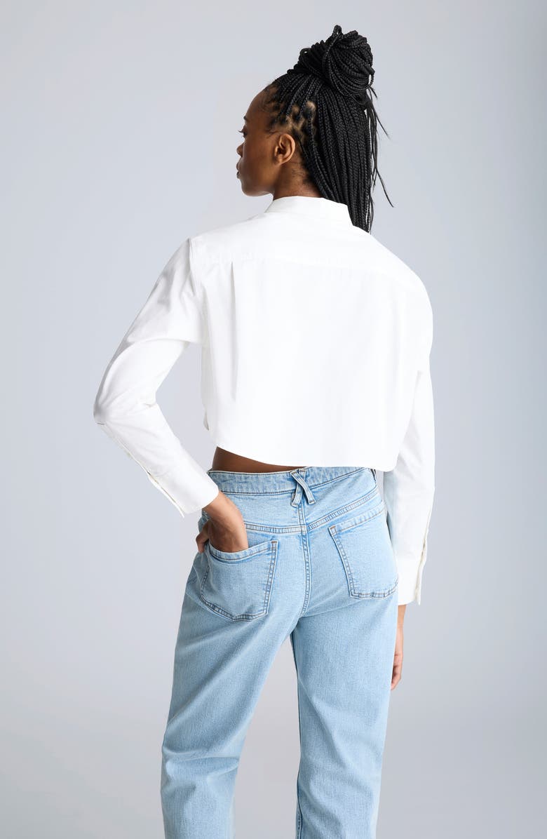 Kenneth Cole Crop Stretch Cotton Blend Button-Up Shirt, Alternate, color, 