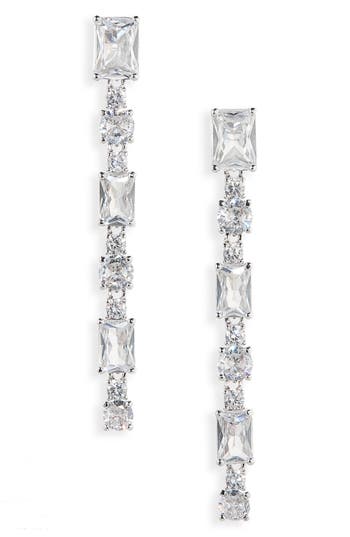 Nadri Cubic Zirconia Linear Earrings In Silver