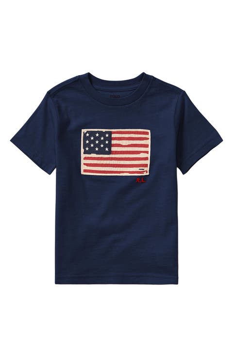 Kids' American Flag Appliqué Cotton T-Shirt (Toddler & Little Kid)
