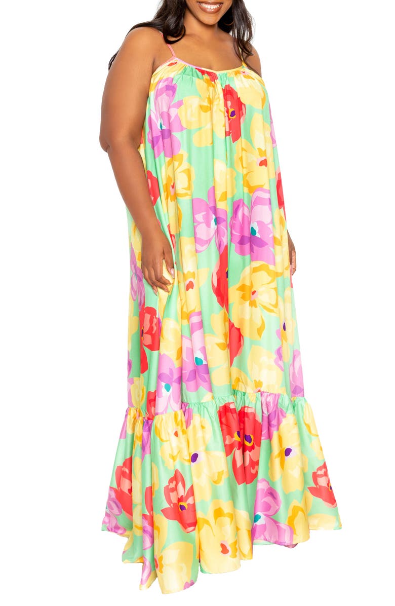 BUXOM COUTURE Floral Voluminous Maxi Dress, Main, color,