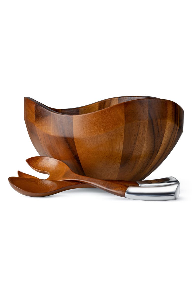 Nambé Billow Salad Bowl & Servers Set, Main, color, 