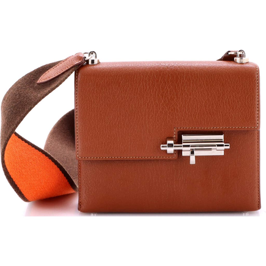 Pre-owned Hermes Hermes Verrou Bag Chevre Mysore And Canvas Mini In Brown