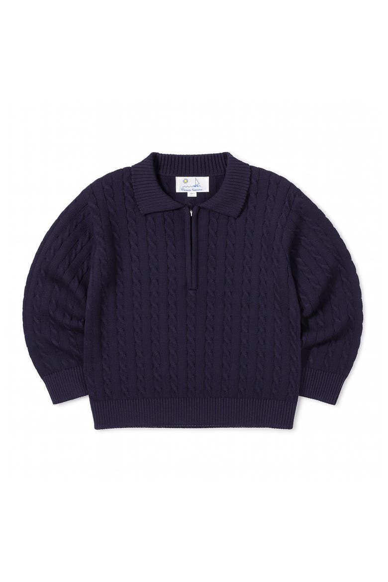 Polo Cable Sweater, Main, color, Navy