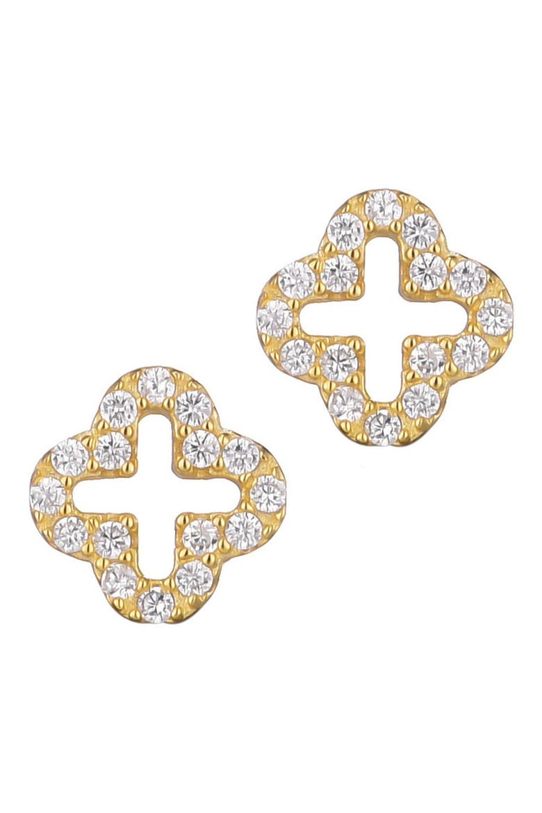 925 Sterling Silver Clover Stud Earrings, Main, color, GOLD