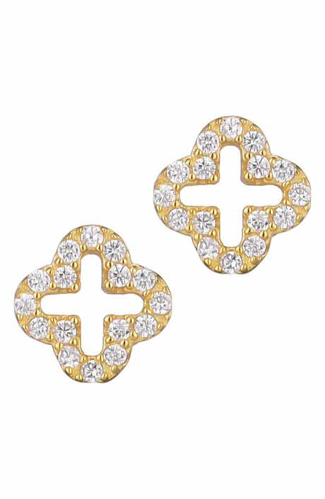 ADORNIA FINE 925 Sterling Silver Clover Stud Earrings