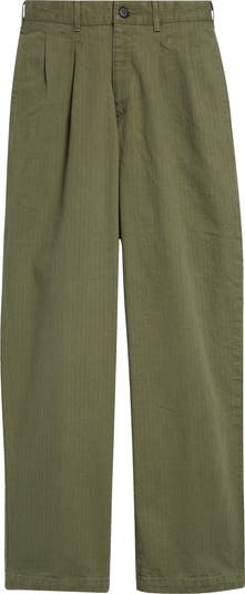 Noah Double Pleat Cotton Herringbone Pants | Nordstrom