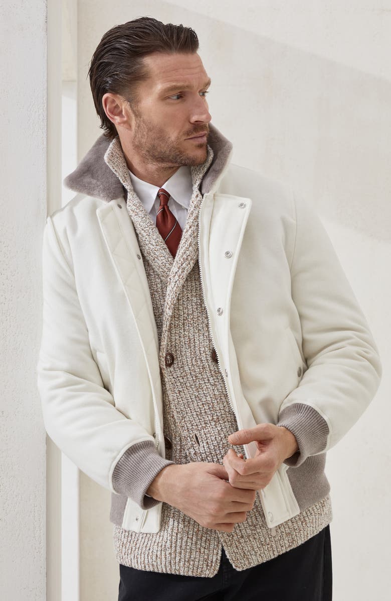 Brunello Cucinelli Aviator jacket, Alternate, color, Panama