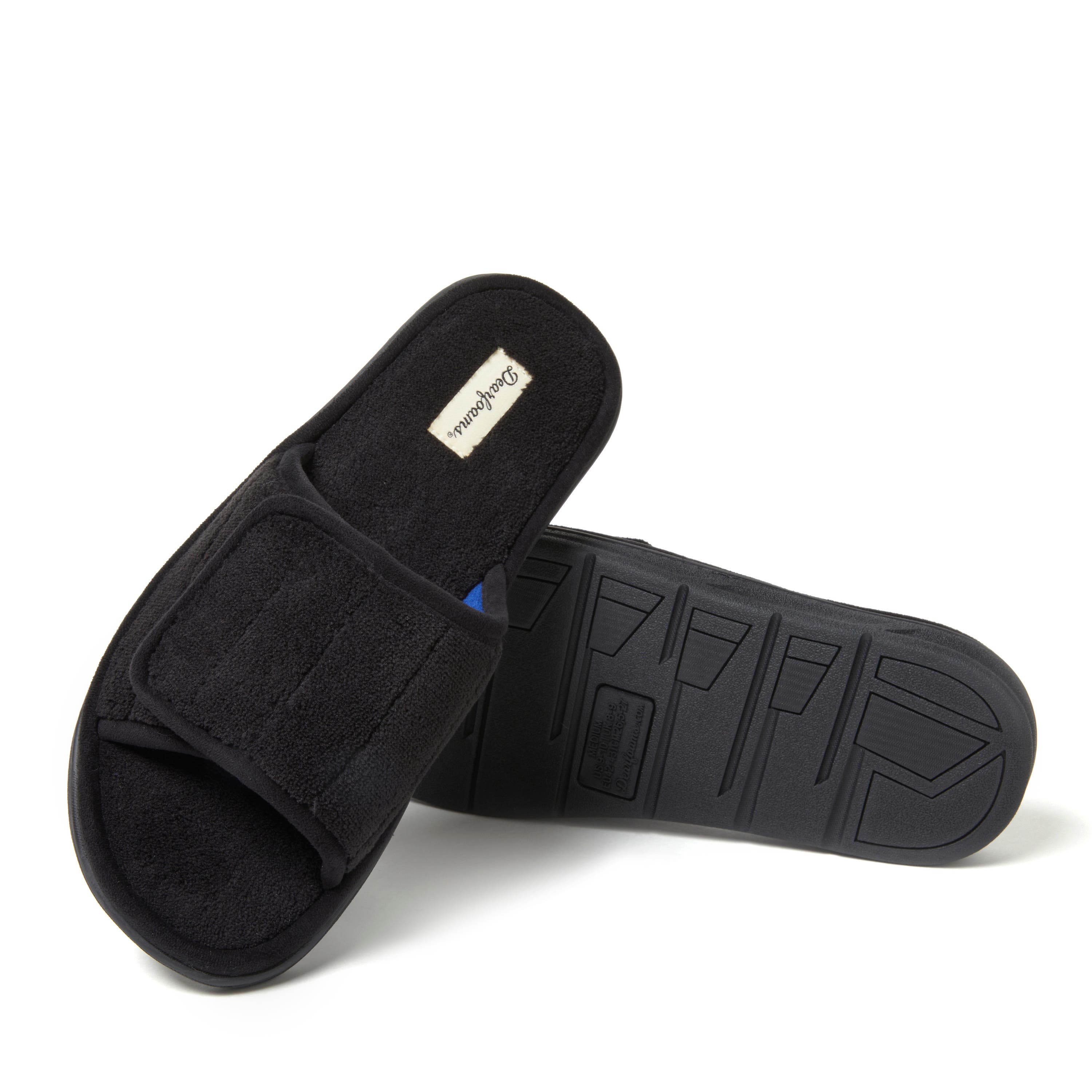 DEARFOAMS Collin Terry Adjustable Shower Slide Slipper, Alternate, color, Black
