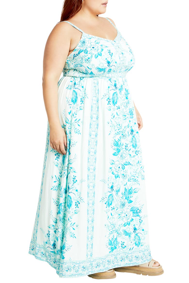 Pretty Thing Floral Maxi Dress, Alternate, color, SEAFOAM